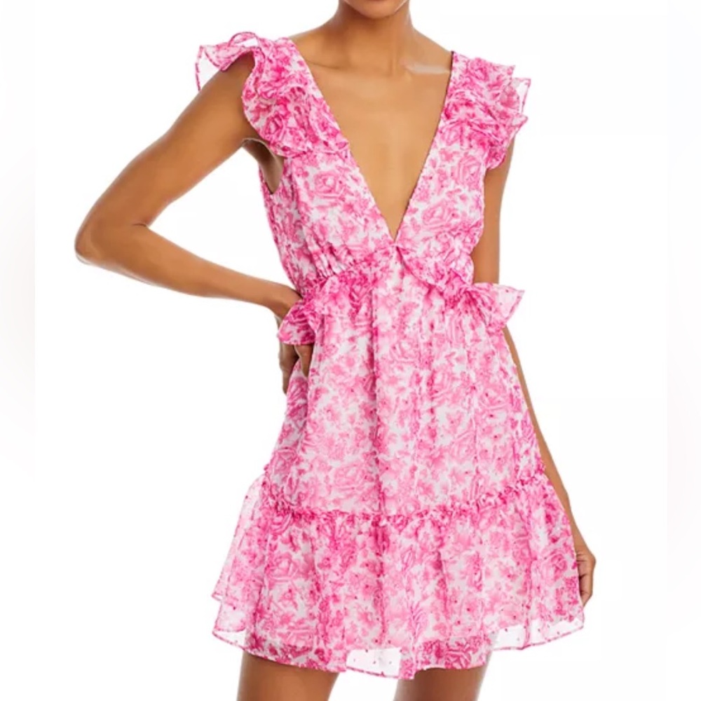 Aqua Pink Floral Mini Dress